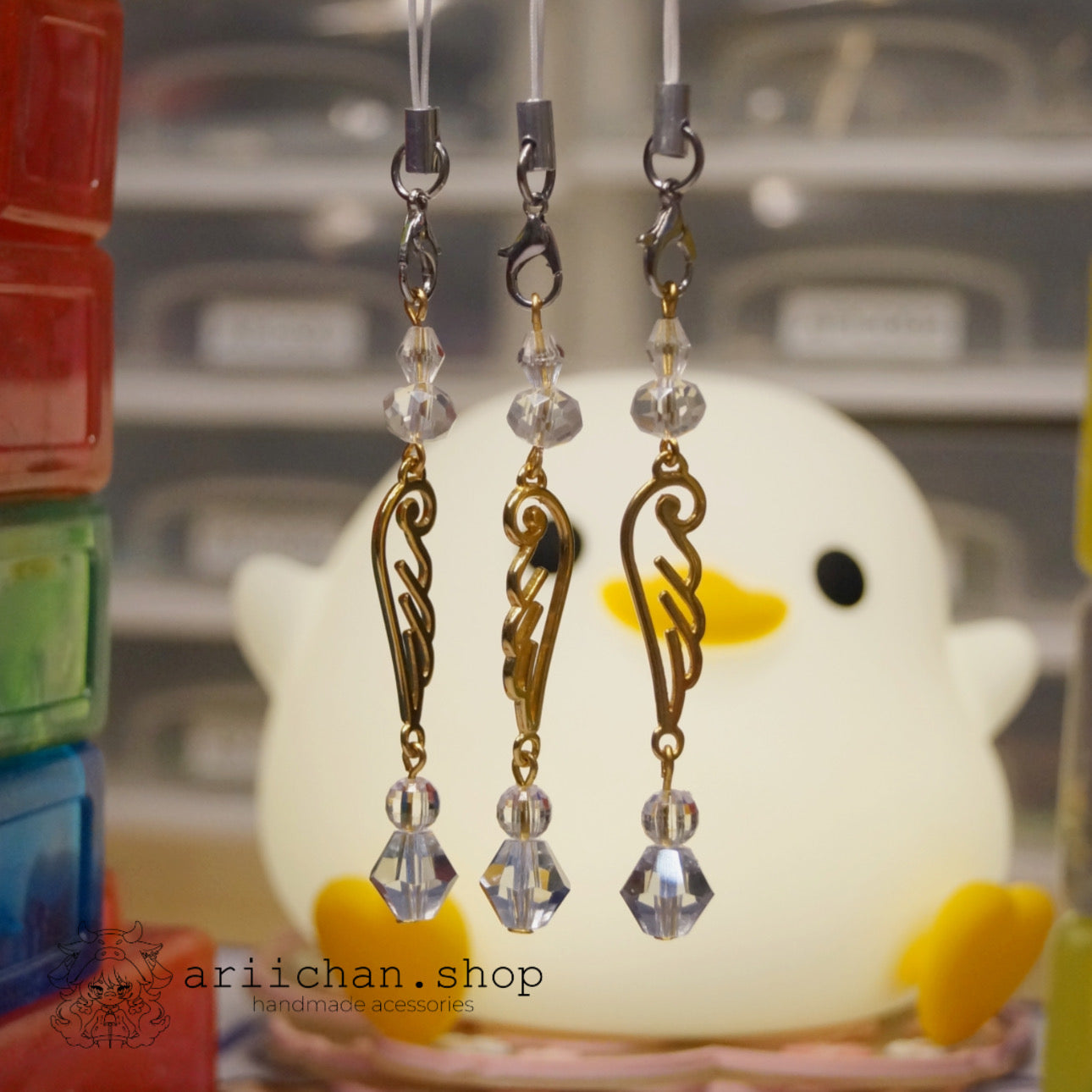 Golden Angel Wing Phone Charm