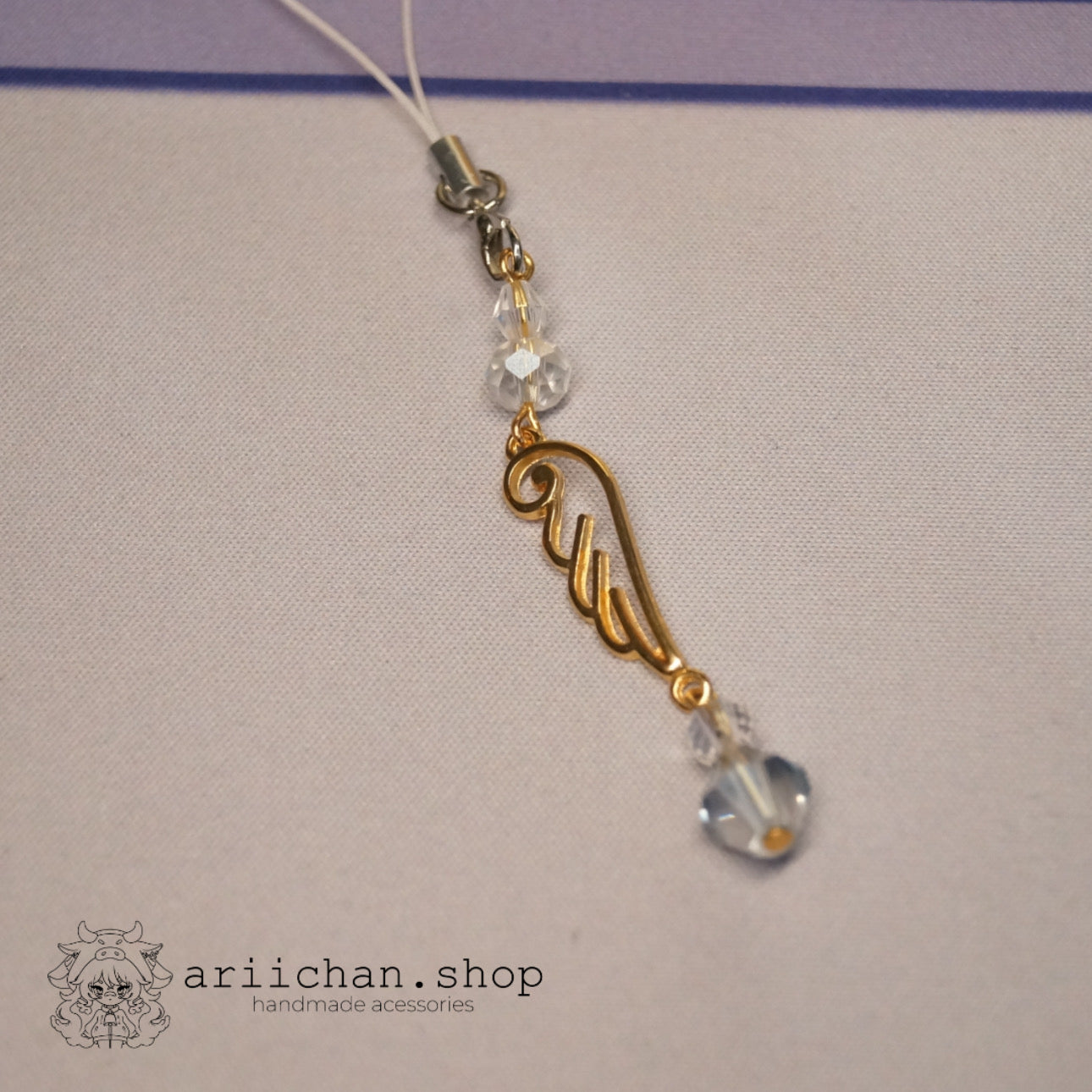 Golden Angel Wing Phone Charm