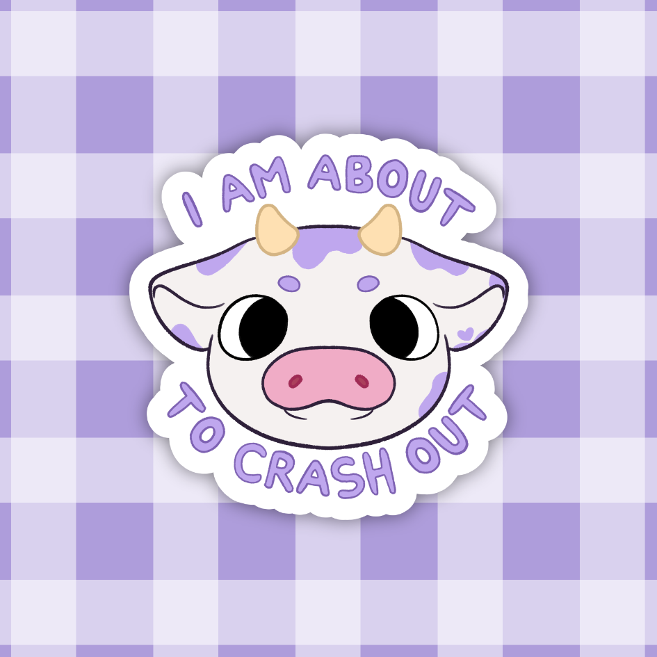 Crashing Out Cow Sticker