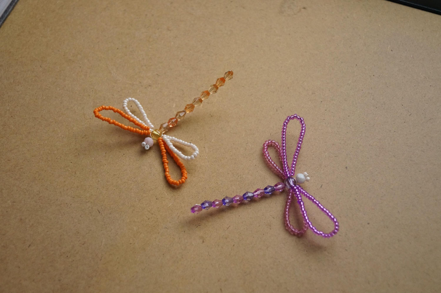 Seed bead collectable Crystal Dragonfly Orange Trinket
