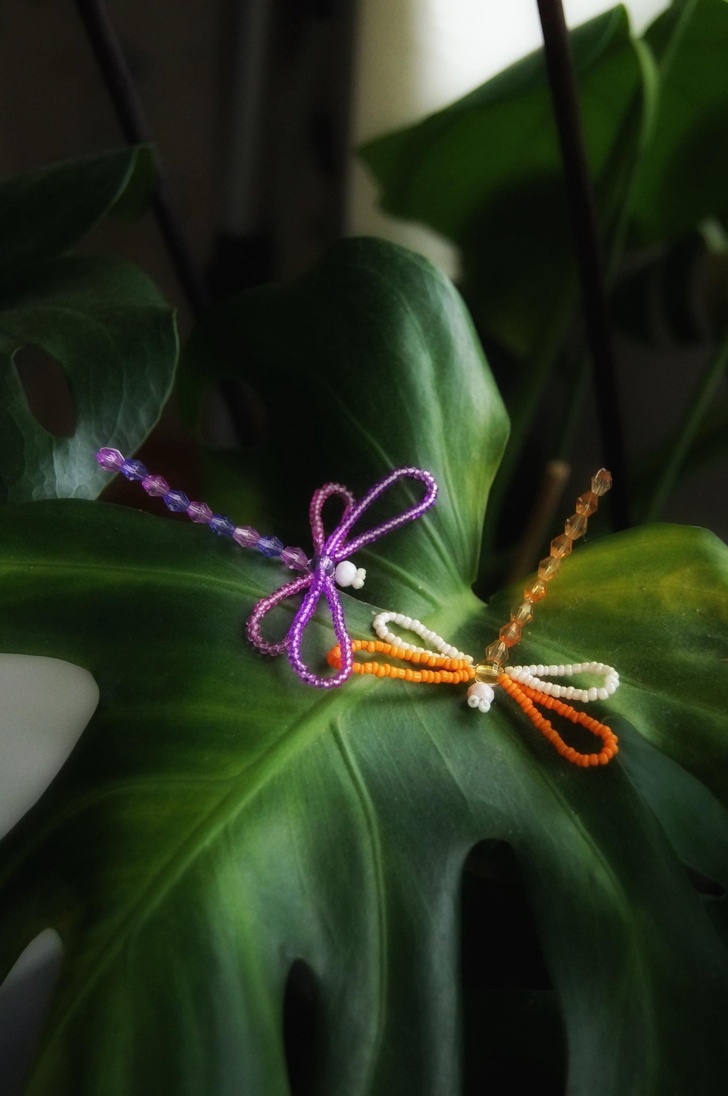 Seed bead collectable Crystal Dragonfly Purple Trinket