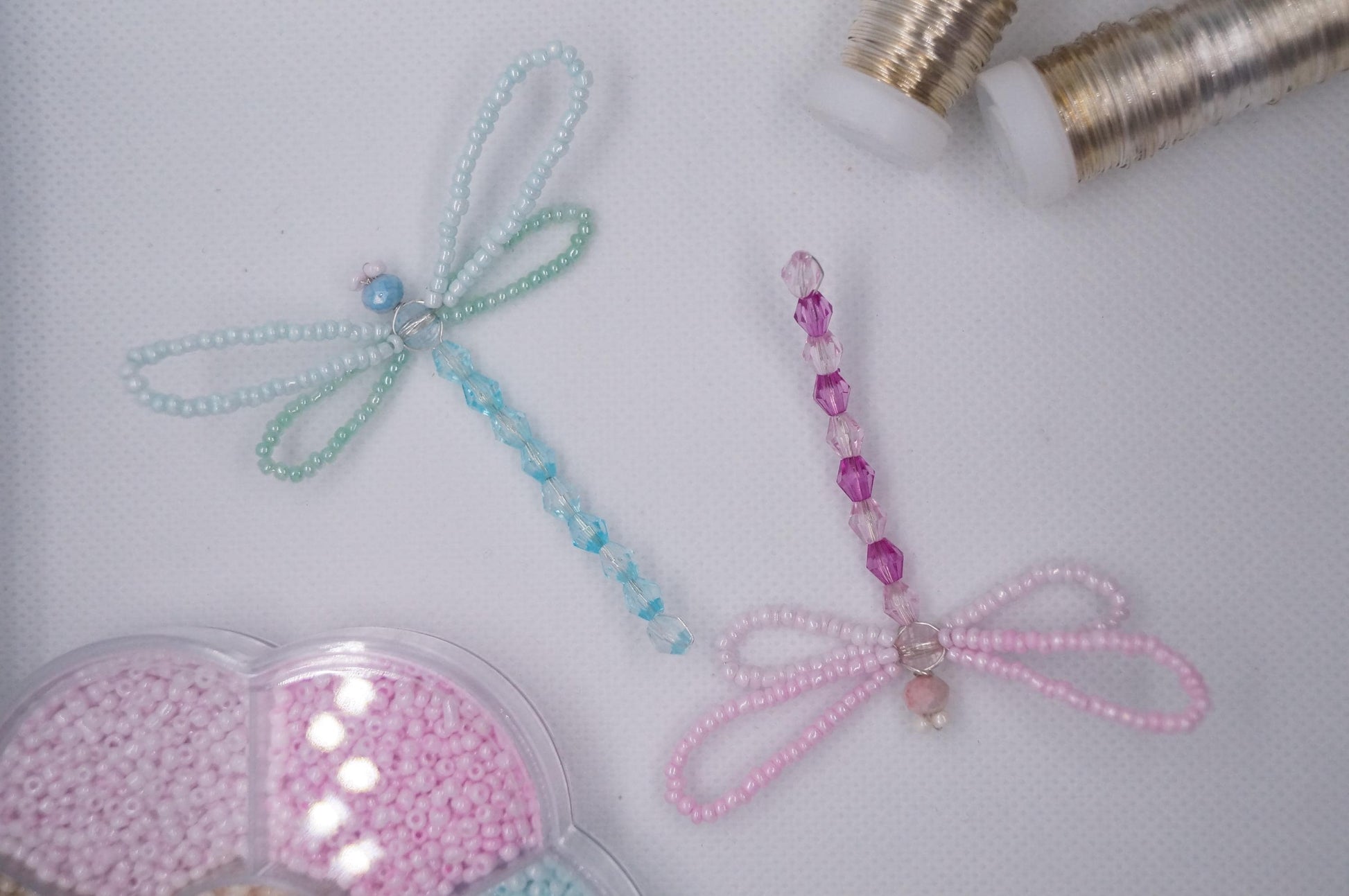 Seed bead collectable Crystal Dragonfly Pink Trinket