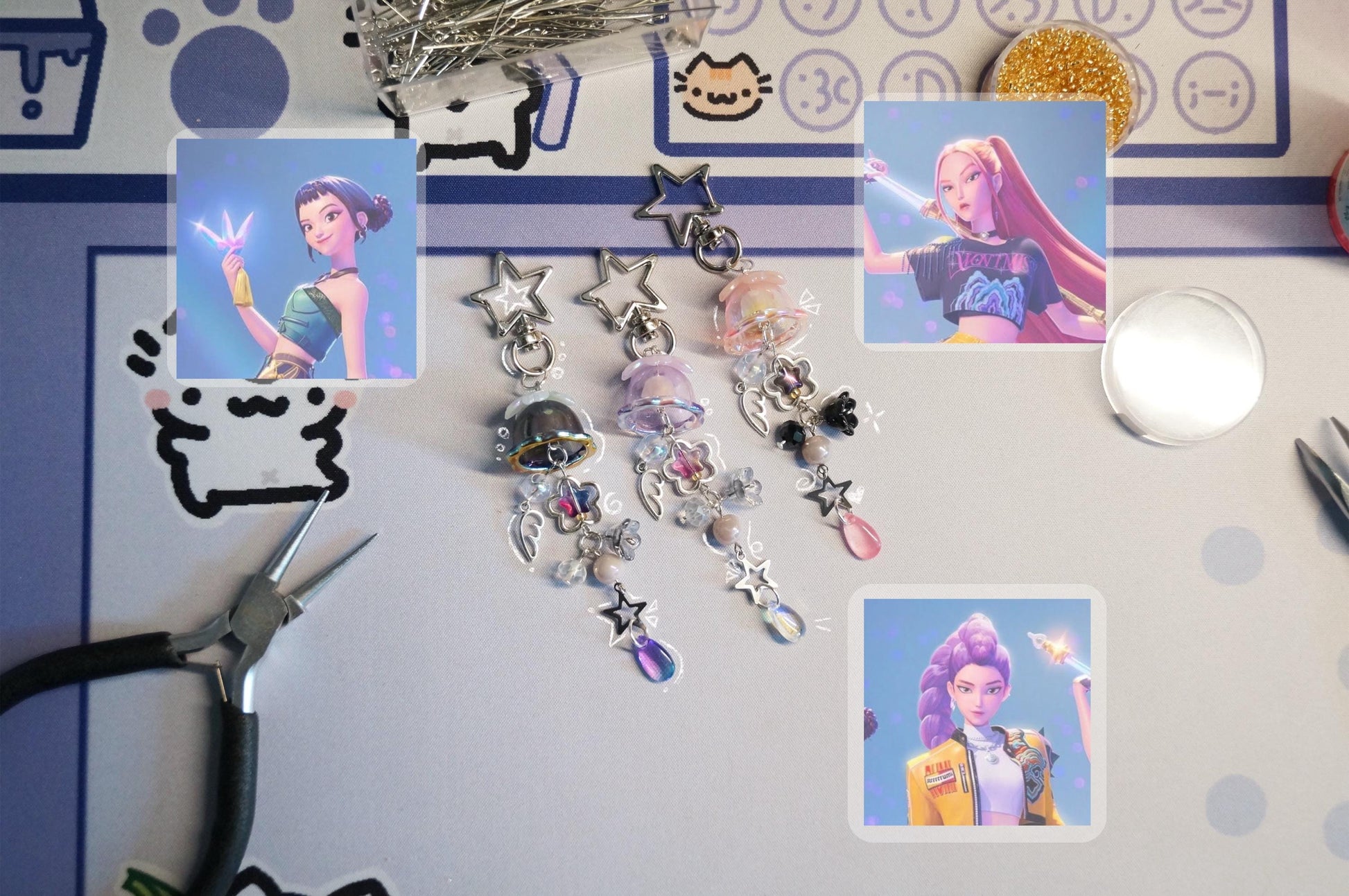 Set of 3 Hunt/x Kpop Demon Hunter Inspired Jellyfish Keychain